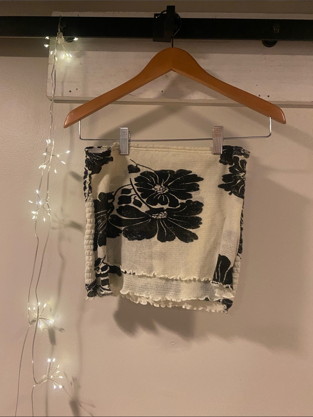 Floral Knit Tube Top in Cream and Black